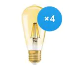 Lot 4x Ledvance Vintage 1906 LED E27 Poire Dorée 2.5W 220lm - 824 Blanc Très Chaud | Équivalent 22W