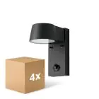 Lot 4x D'Lite Applique Murale Lira Noir 7W 600lm 830 Blanc Chaud | IP54 - Détecteur De Mouvement