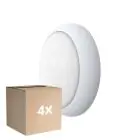 Lot 4x Noxion Hublot LED Pro V2 12/16/20W 2400lm - 830-840-865 CCT | 325mm - IP65 - Détecteur de Mouvement et de Lumière + Cercle  Blanc