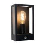 Eglo Wandlamp Alamonte Staal Zwart | IP44 - Geschikt voor 1x E27 - Bewegingssensor
